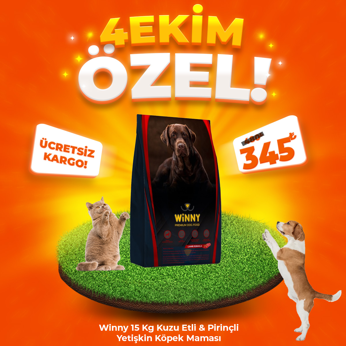 Winny 15 Kg Kuzu Etli ve Pirinçli Yetişkin Köpek Maması