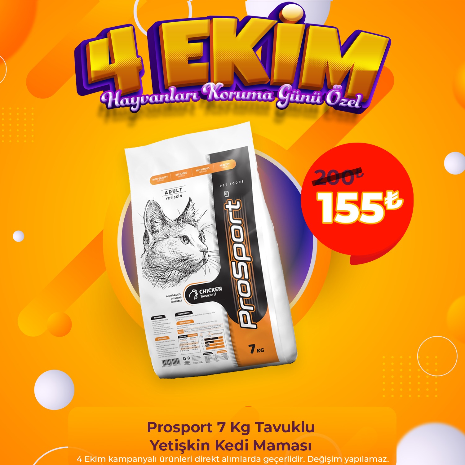Prosport 7 Kg Tavuklu Yetişkin Kedi Maması