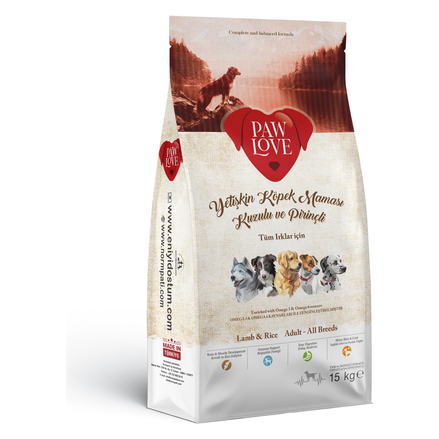 Paw Love Kuzulu Yetişkin Köpek Maması 15 Kg