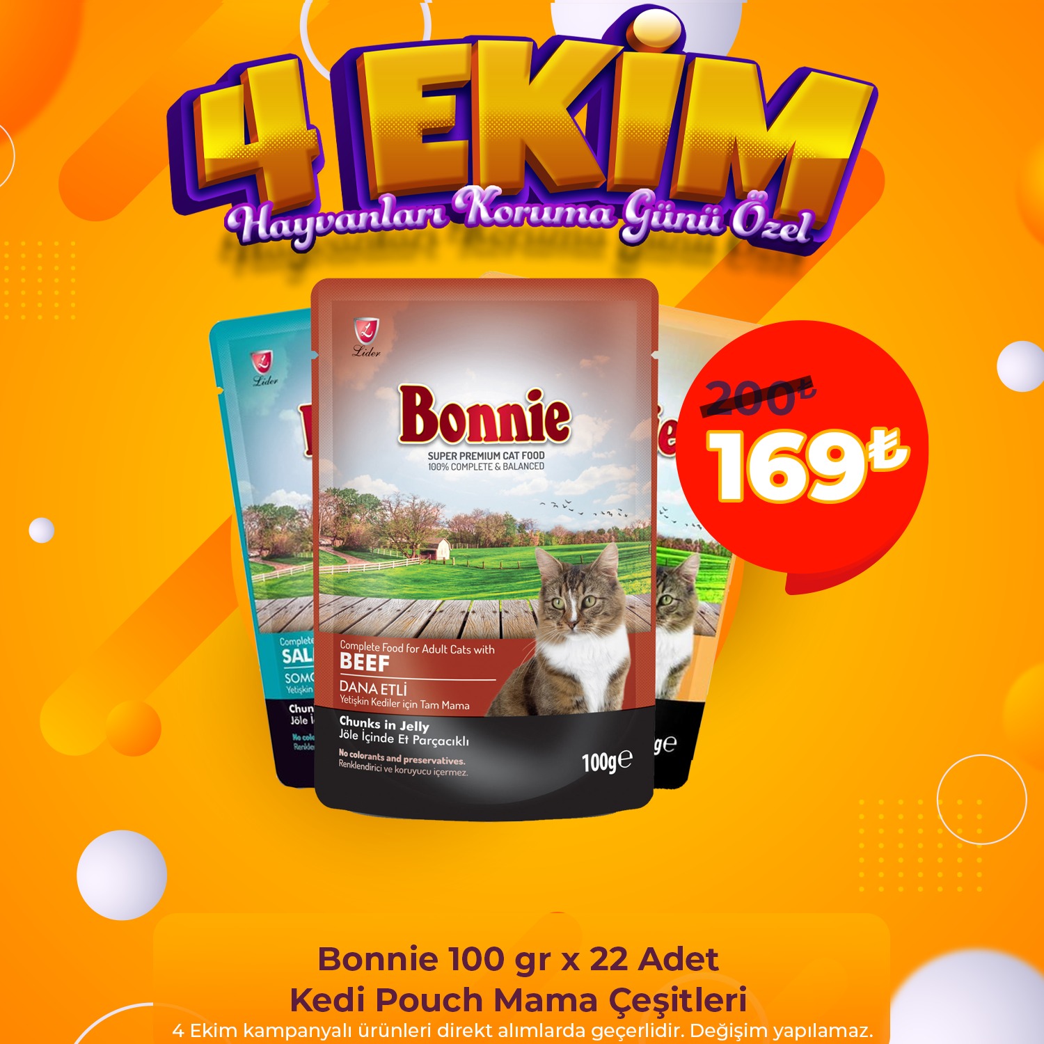 Bonnie 100 gr x 22 Adet Kedi Pouch Mama Çeşitleri