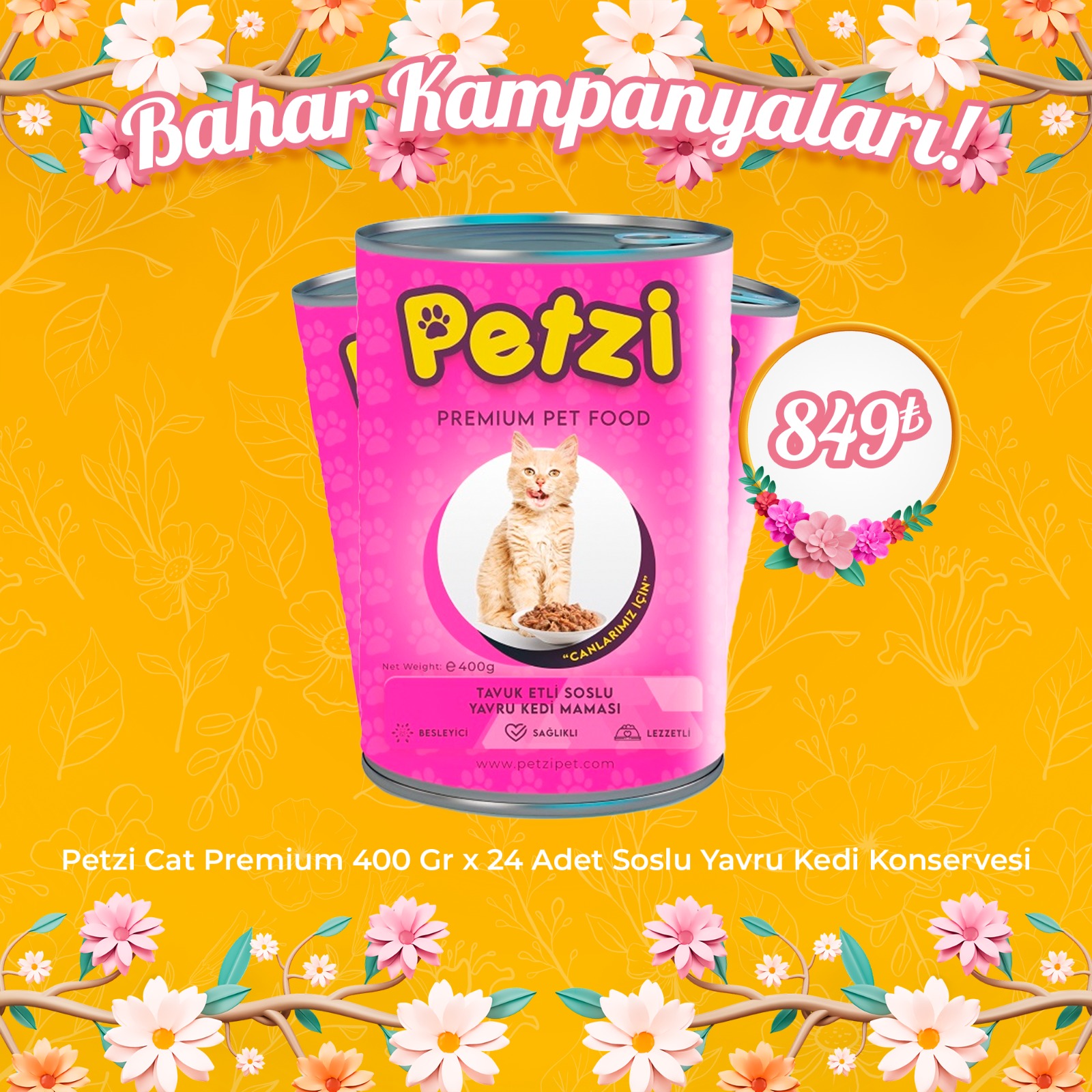 Petzi Cat Premium 400 Gr x 24 Adet Soslu Yavru Kedi Konservesi