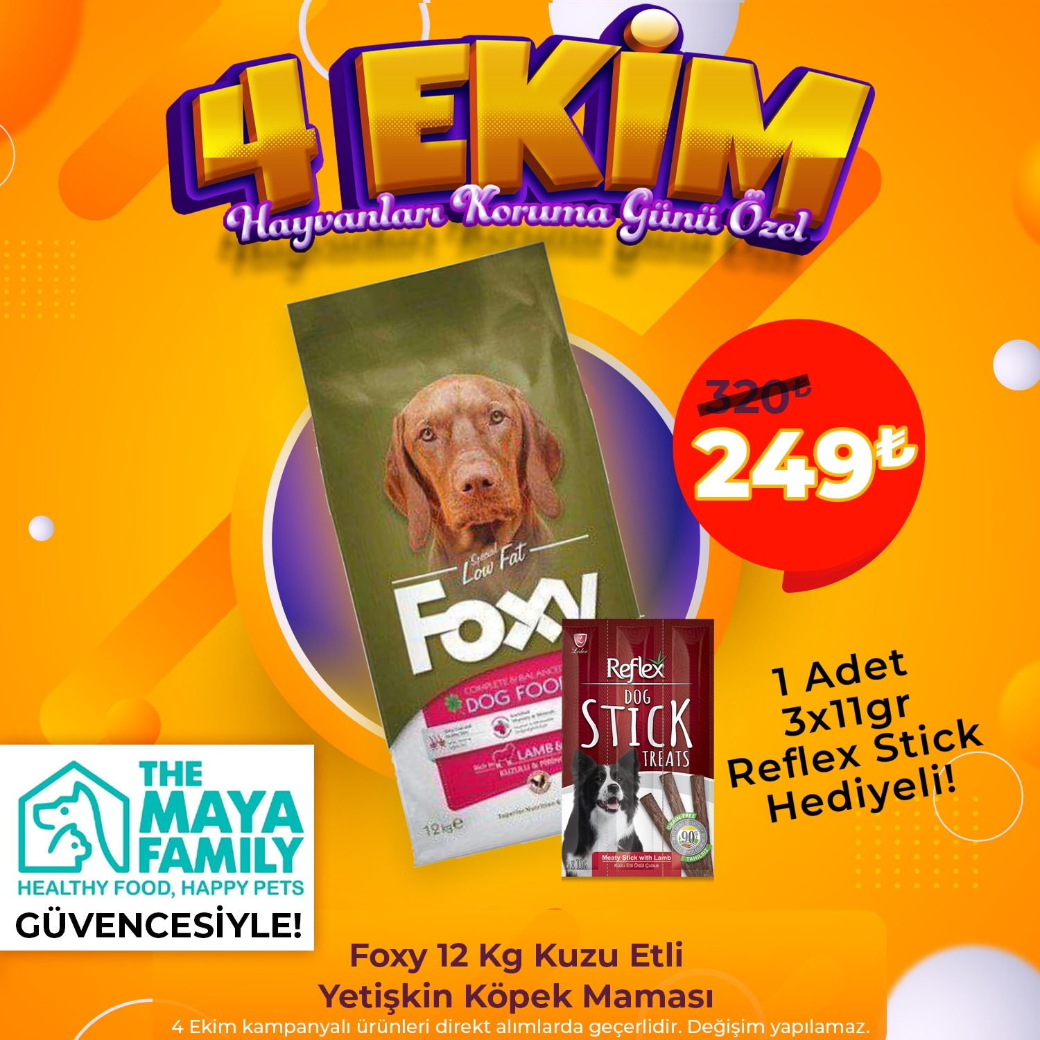 Foxy 12 Kg Kuzu Etli Yetişkin Köpek Maması + 1 Adet 3x11gr Reflex Stick Hediyeli!