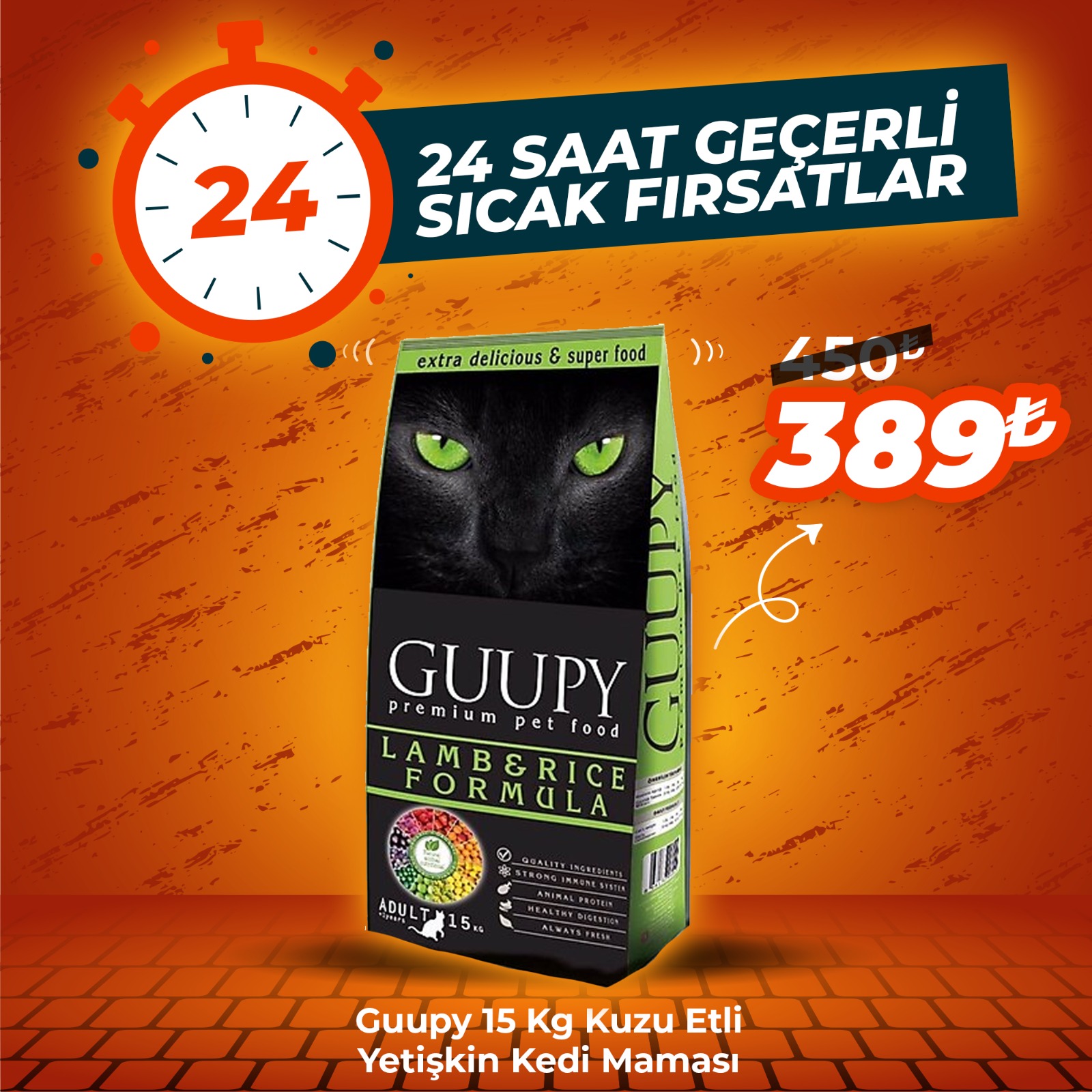 Guupy 15 Kg Kuzu Etli Yetişkin Kedi Maması