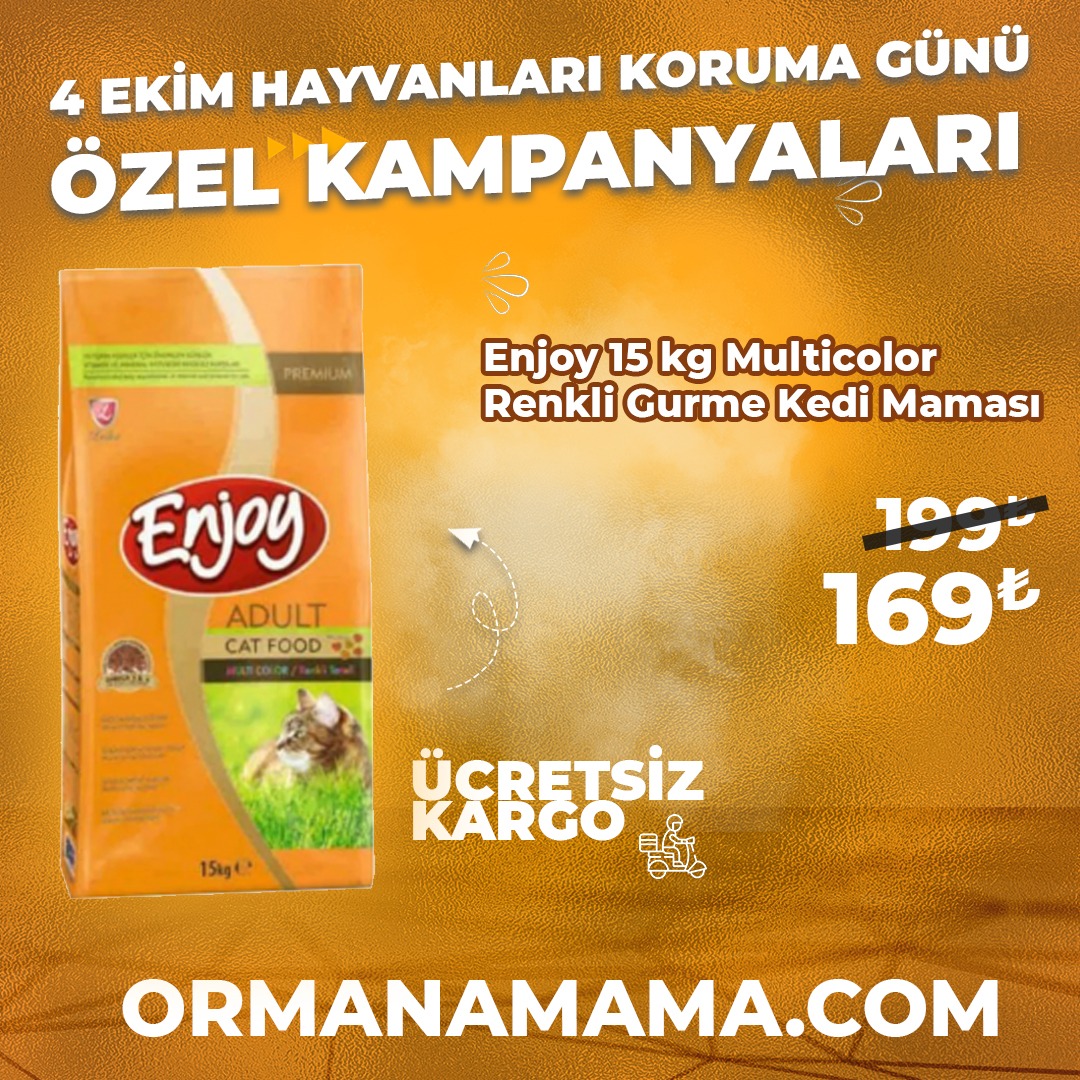 Enjoy Yetişkin Renkli Kedi Maması 15 Kg