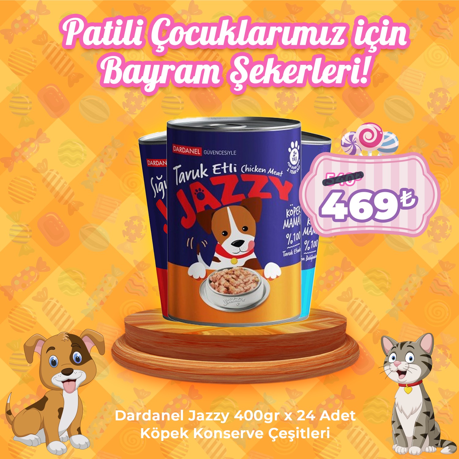 Dardanel Jazzy 400gr x 24 Adet Köpek Konserve Çeşitleri