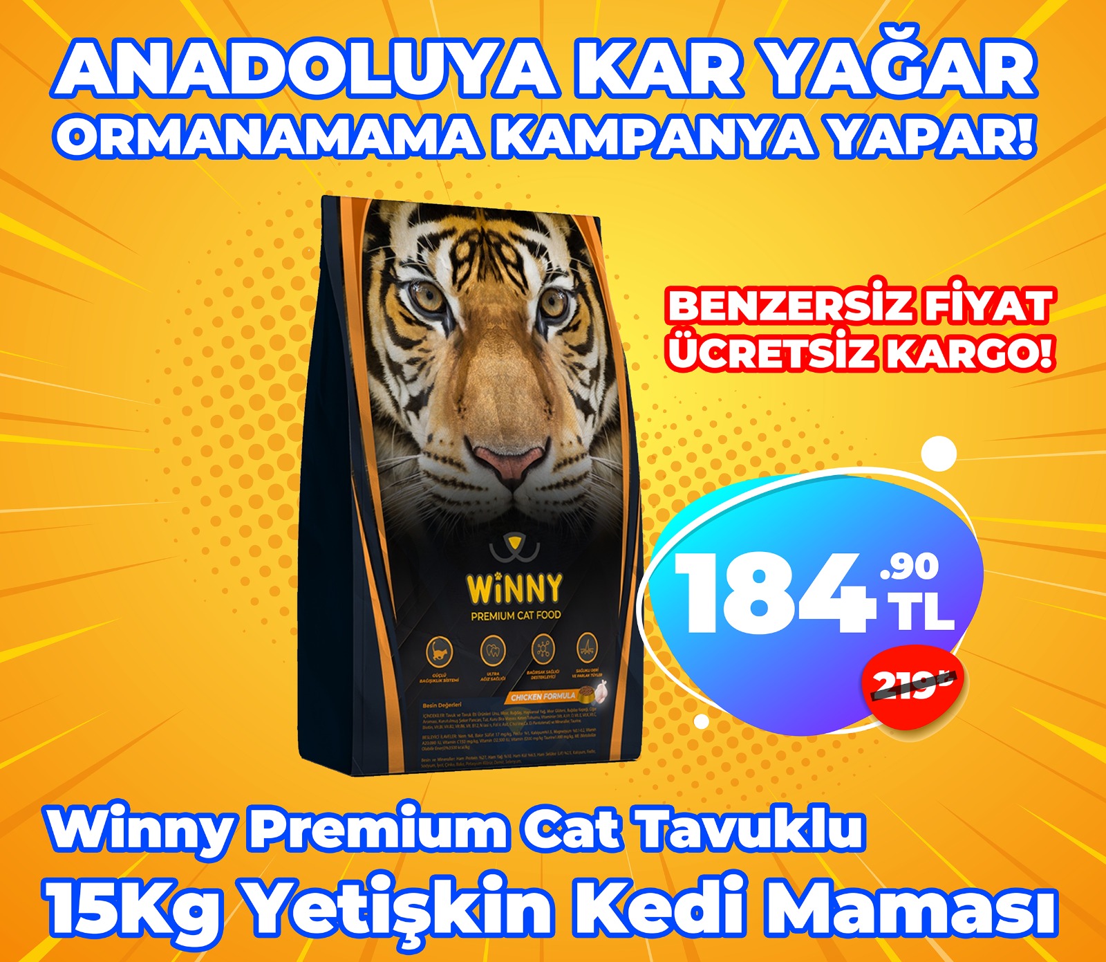 Winny Premium Cat Tavuklu 15 Kg Yetişkin Kedi Maması