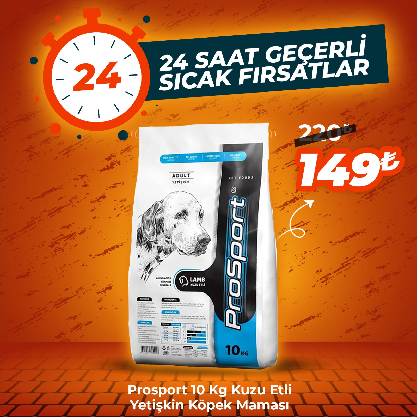 Prosport 10 Kg Kuzu Etli Yetişkin Köpek Maması