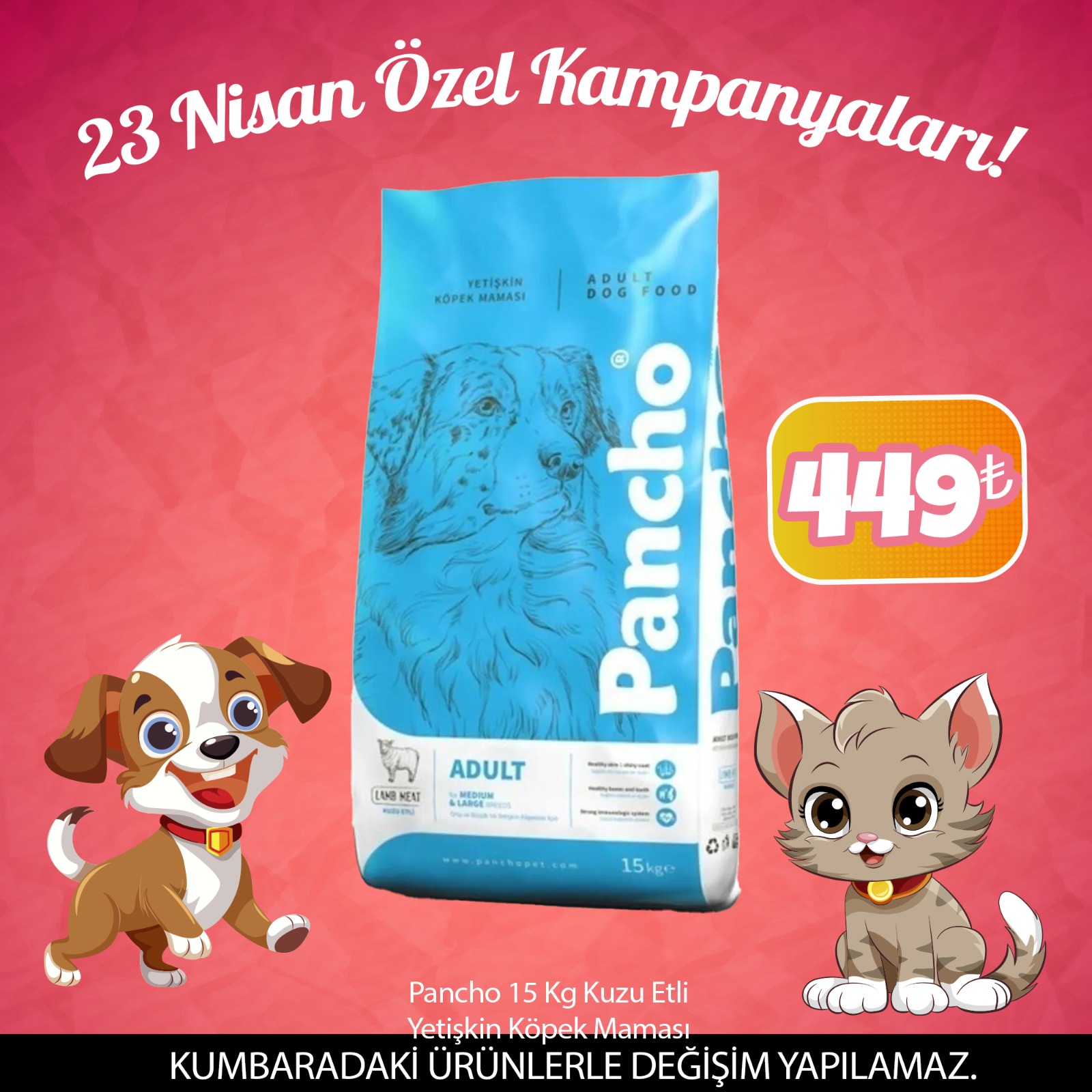 Pancho 15 Kg Kuzu Etli Yetişkin Köpek Maması (23 Nisan Özel)