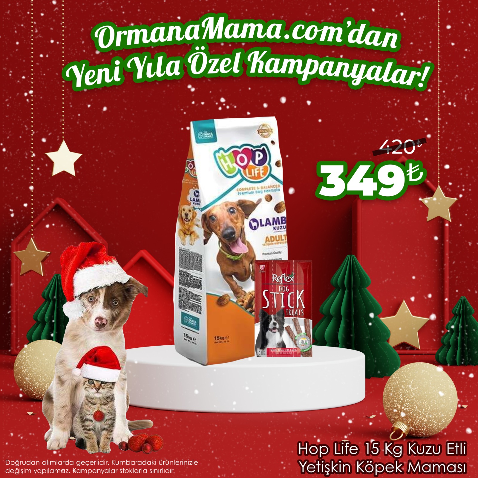 Hop Life 15 Kg Kuzu Etli Yetişkin Köpek Maması + 1 Adet 3x11gr Reflex Stick Ödül Hediyeli