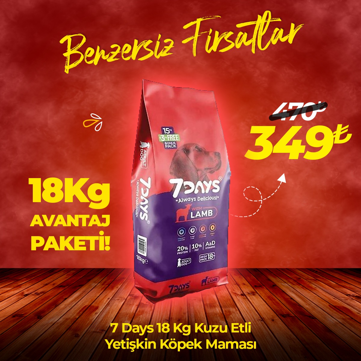 7 Days Kuzu Etli Yetişkin Köpek Maması 18 Kg