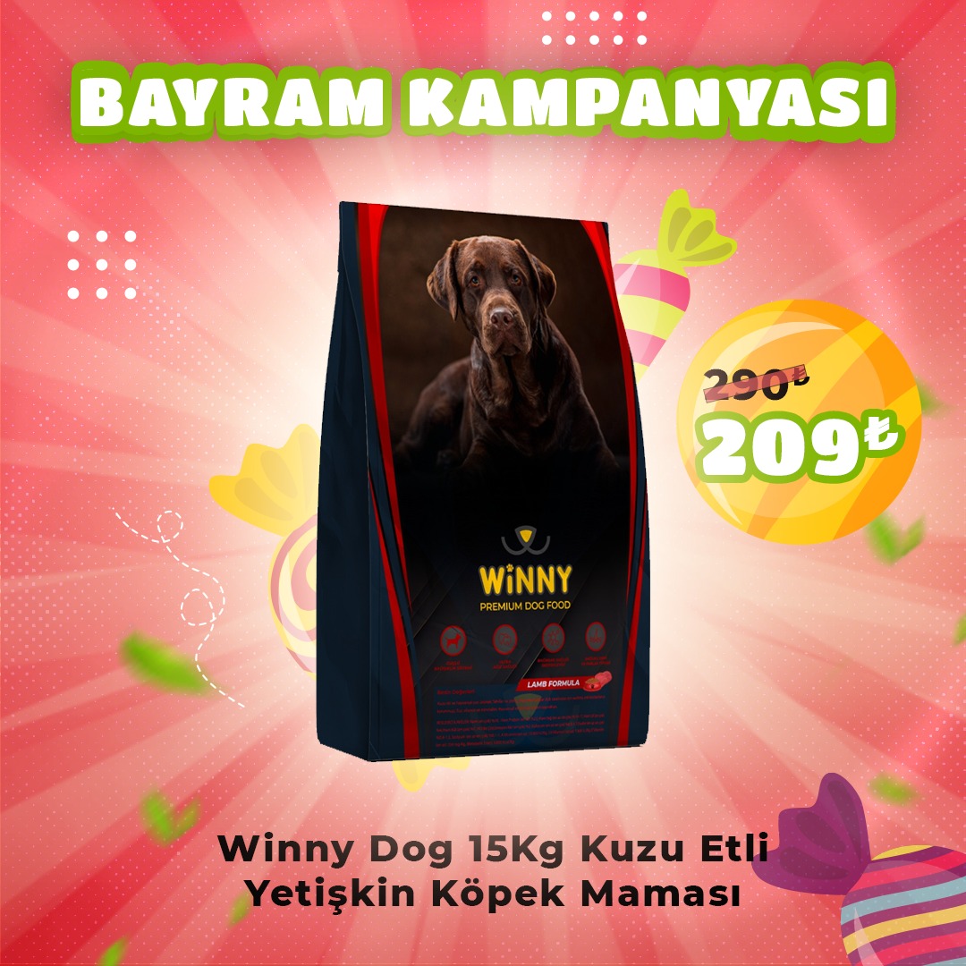 Winny Premium 15 Kg Kuzu Etli Yetişkin Köpek Maması