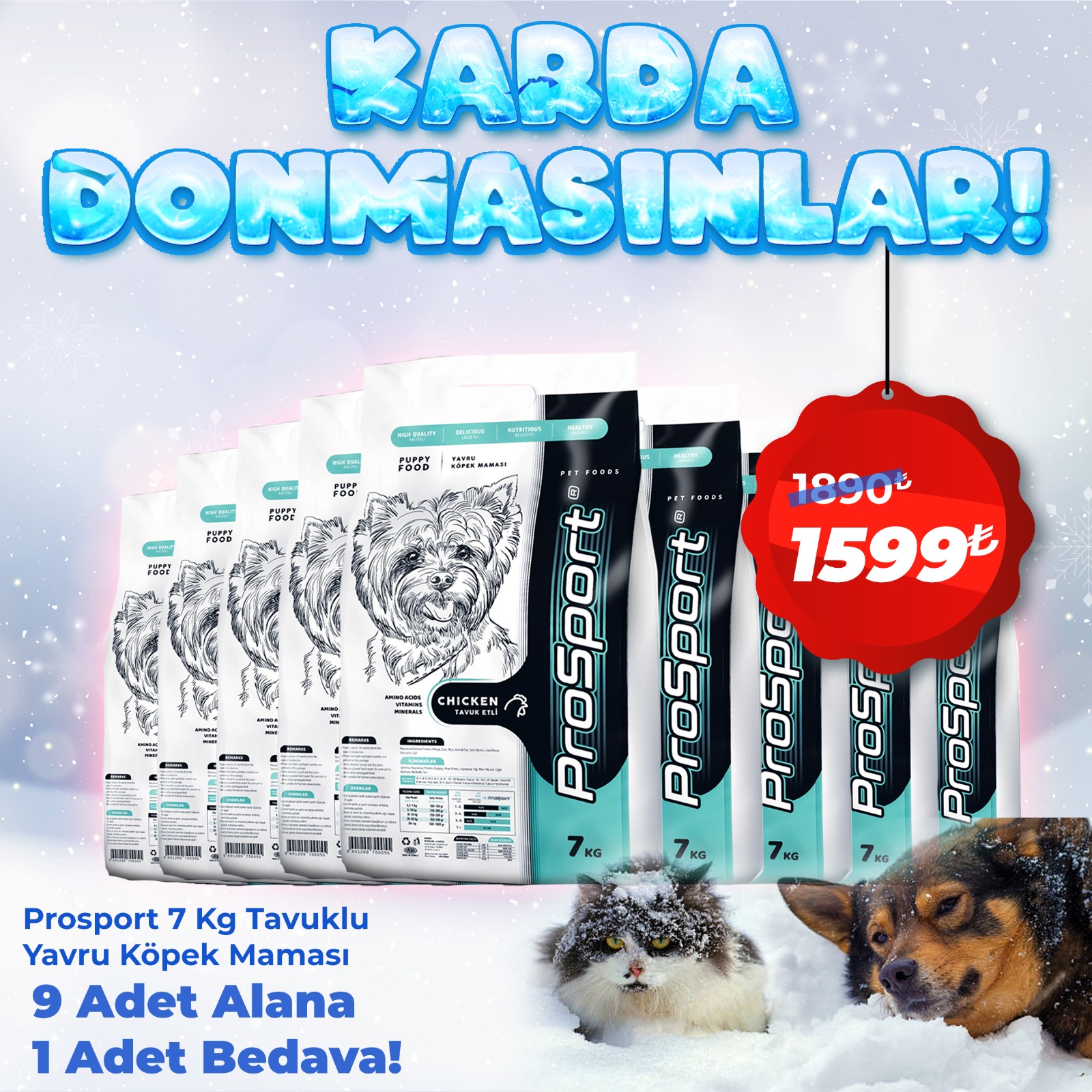 Prosport 7 Kg Tavuklu Yavru Köpek Maması 9 Alana 1 Bedava