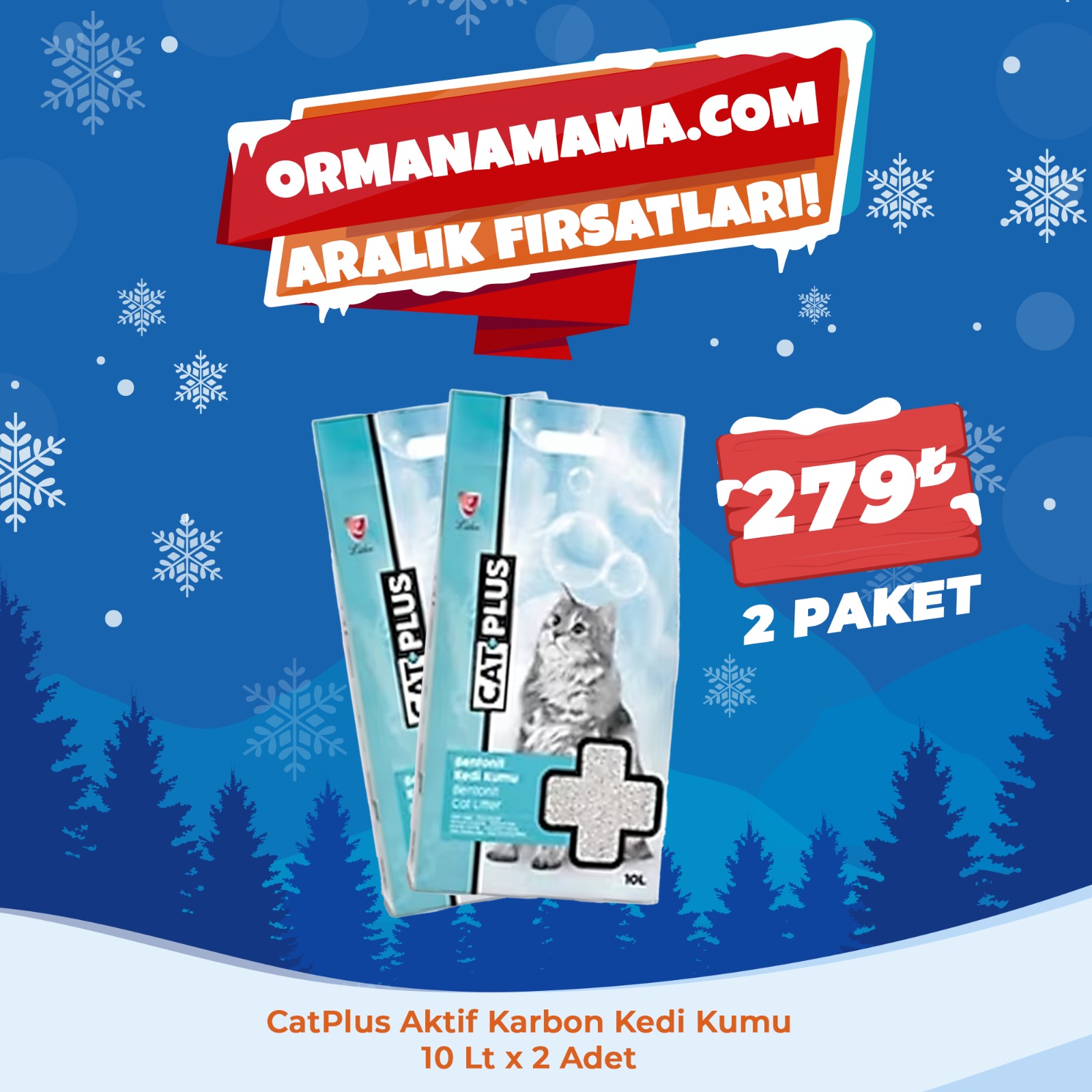 CatPlus Aktif Karbon Kedi Kumu 10lt x 2 Paket