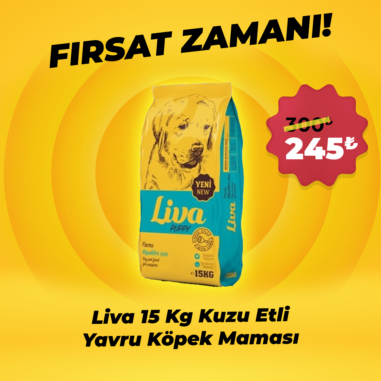 Liva 15 Kg Kuzu Etli Yavru Köpek Maması