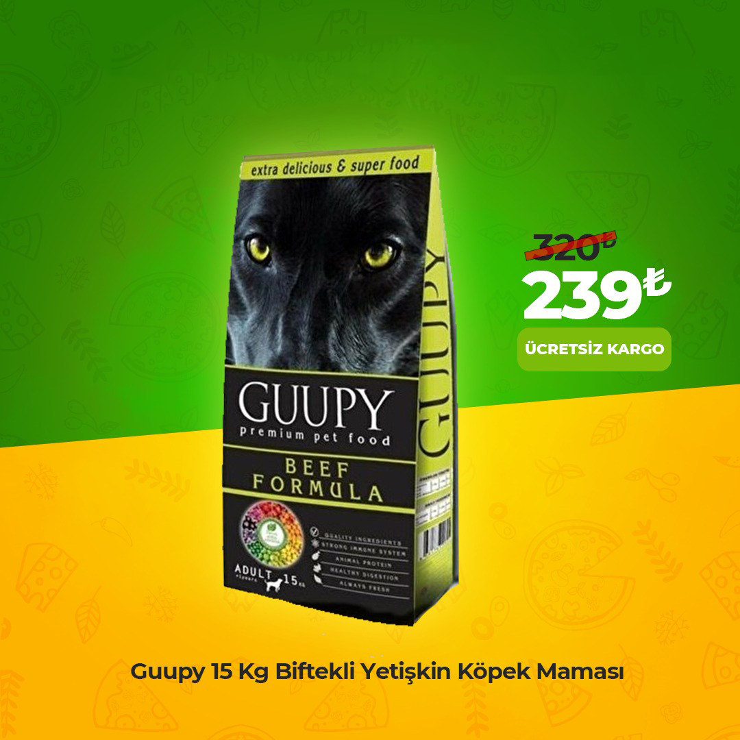 Guupy 15 Kg Biftekli Yetişkin Köpek Maması