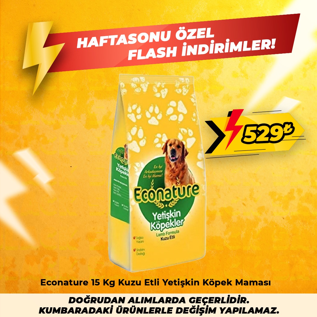 Econature Kuzu Etli 15 Kg Yetişkin Köpek Maması (Haftasonu Özel)