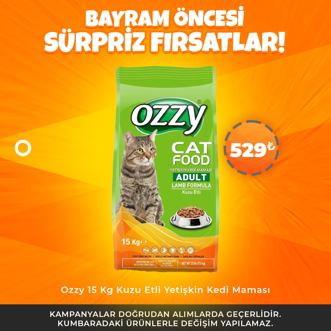 Ozzy 15 Kg Kuzu Etli Yetişkin Kedi Maması