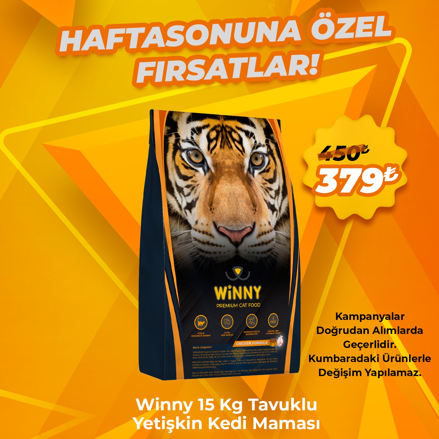 Winny Premium 15 Kg Tavuklu Yetişkin Kedi Maması