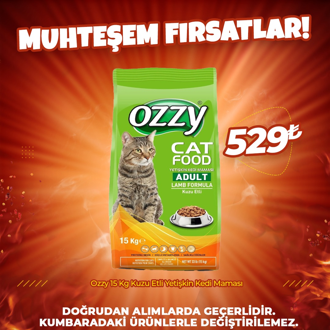 Ozzy 15 Kg Kuzu Etli Yetişkin Kedi Maması