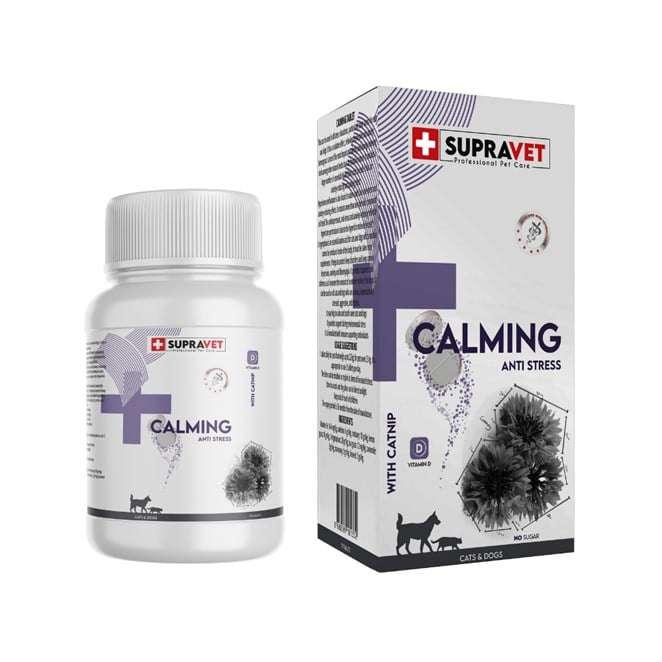 Supravet Kedi ve Köpekler için Sakinleştirici Calming Tablet + VİTAMİN D ( 75 Tablet )