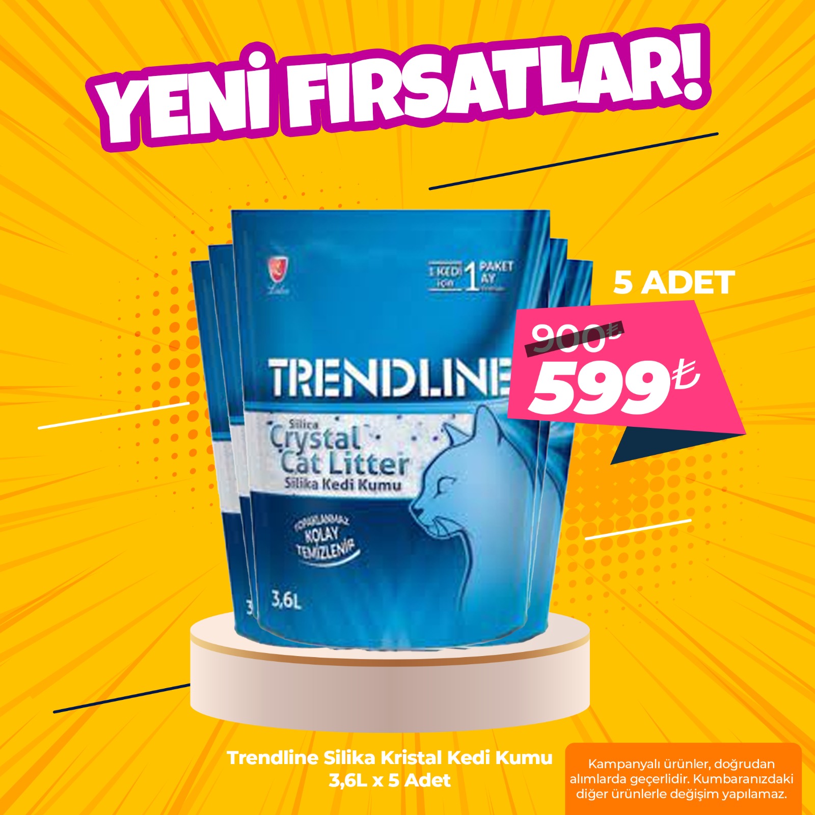 Trendline Silika Kristal Kedi Kumu 3,6L x 5 Adet