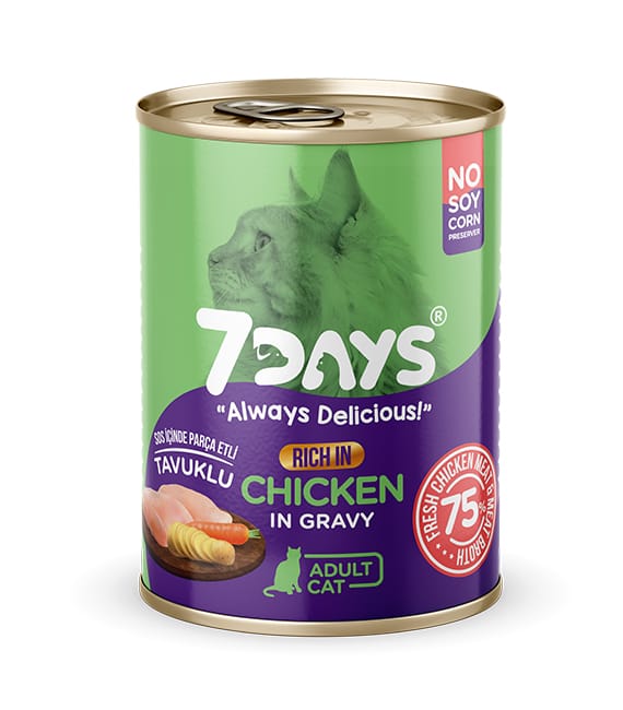 7 Days Taze Tavuk Etli Yetişkin Kedi Konservesi 415 Gr X 24 Adet