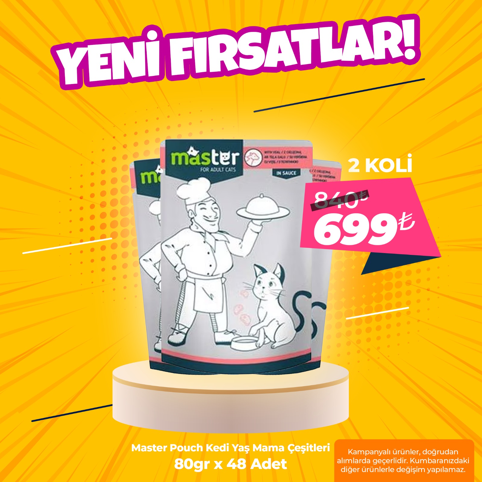 Master Pouch 80grx48 Adet Kedi Yaş Mama Çeşitleri (Avantaj Paketi)