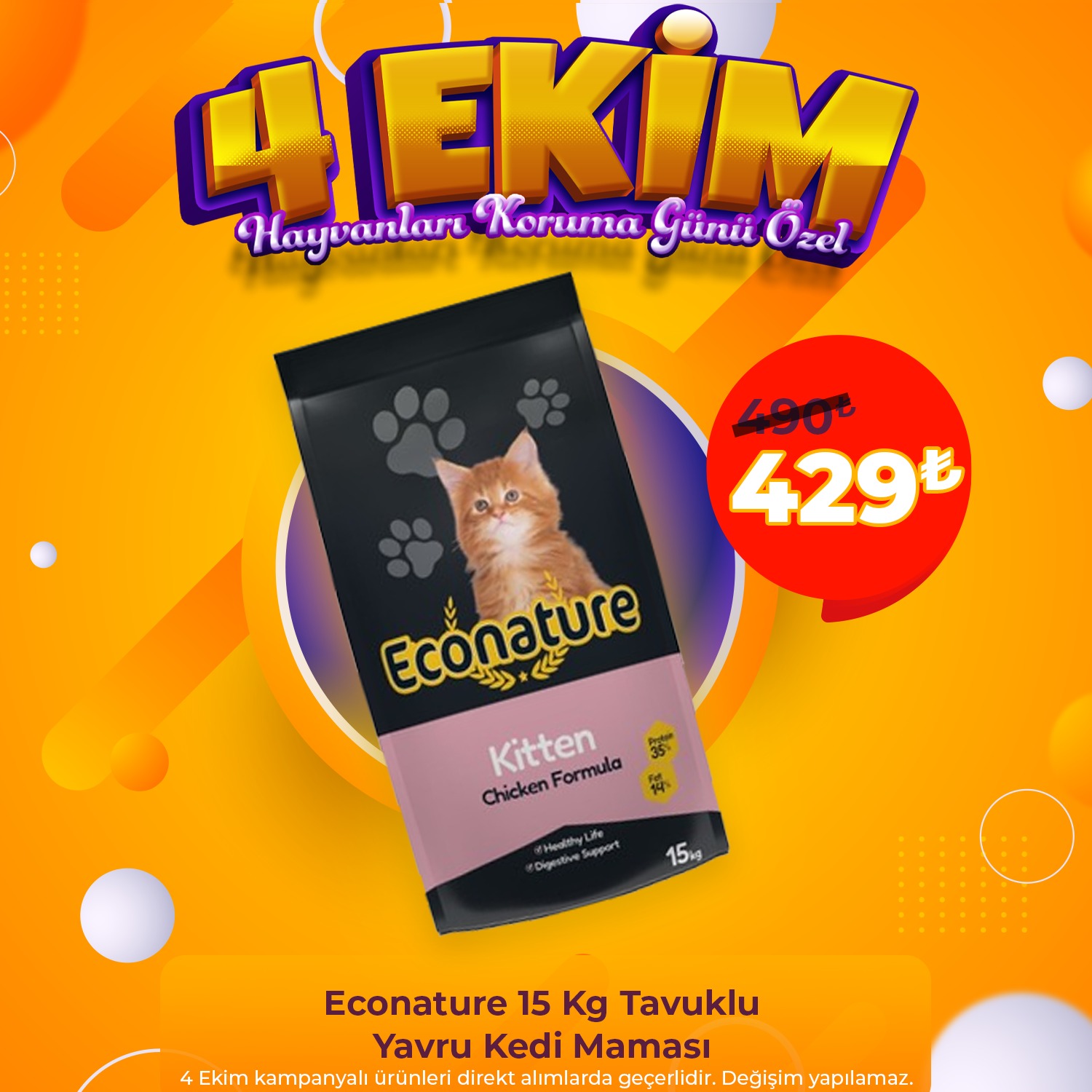 Econature 15 Kg Tavuklu Yavru Kedi Maması