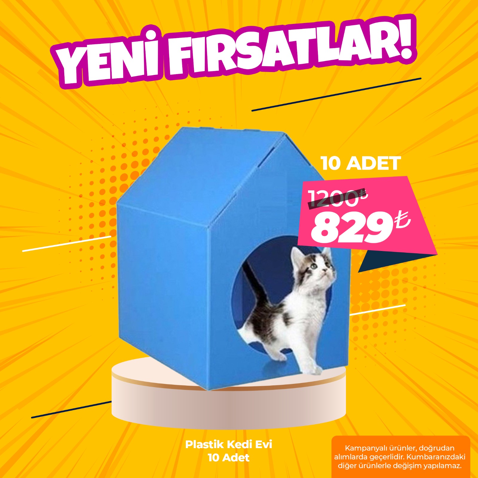 Plastik Kedi Evi 10 Adet