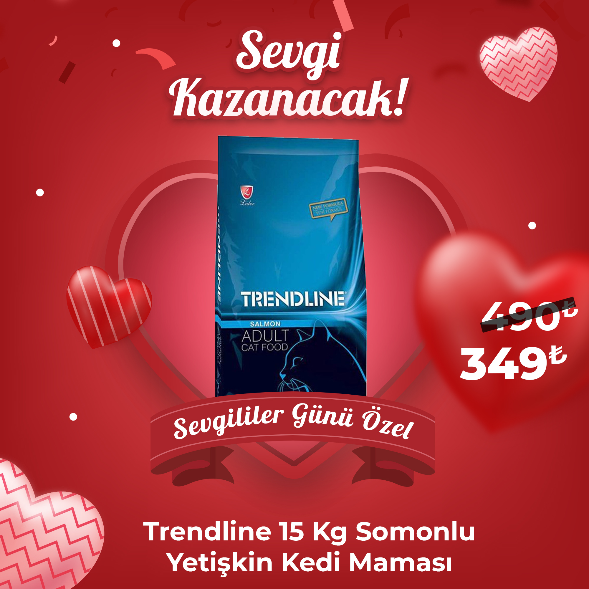 Trendline 15kg Somonlu Yetişkin Kedi Maması