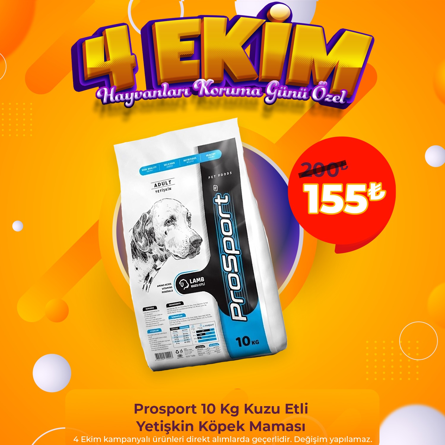 Prosport 10 Kg Kuzu Etli Yetişkin Köpek Maması