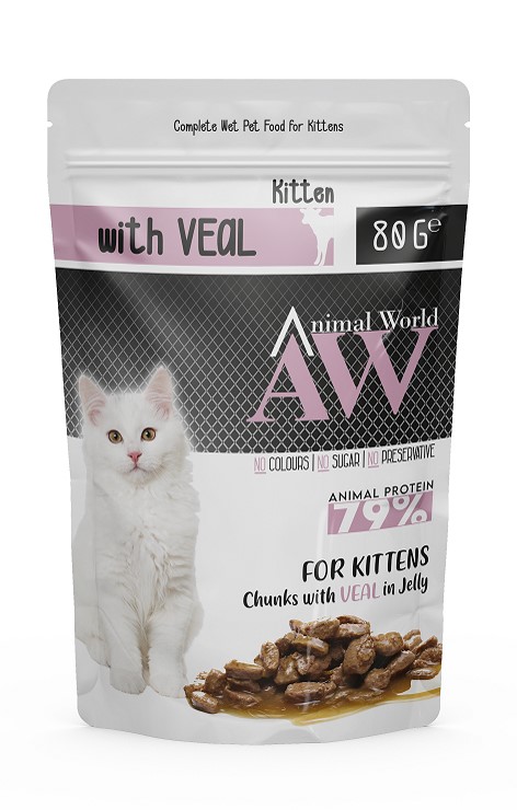 Animal World Dana Etli Yavru Kedi Pouch Mama 80 Gr X 24 Adet