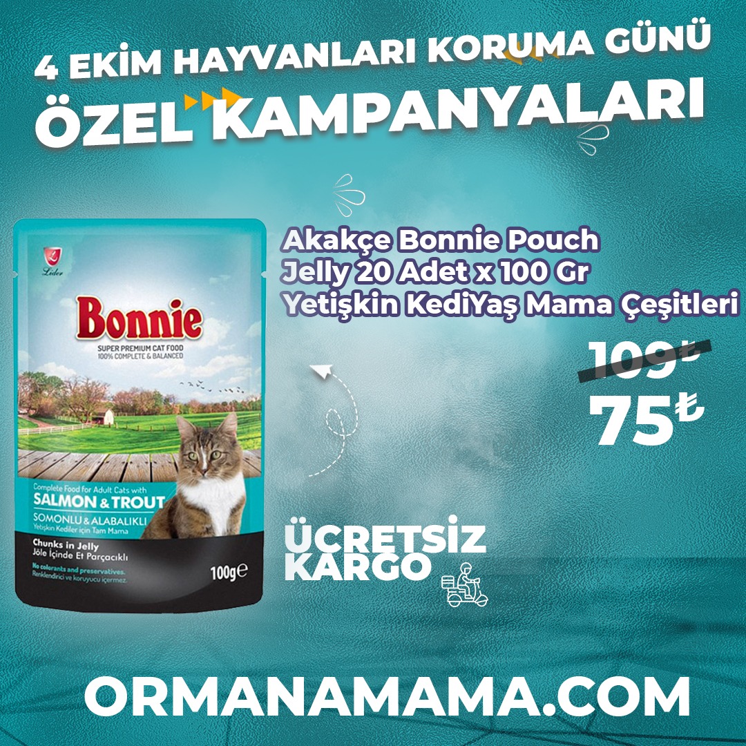 Bonnie Pouch Kedi Maması Çeşitleri 100gr x 20 Adet