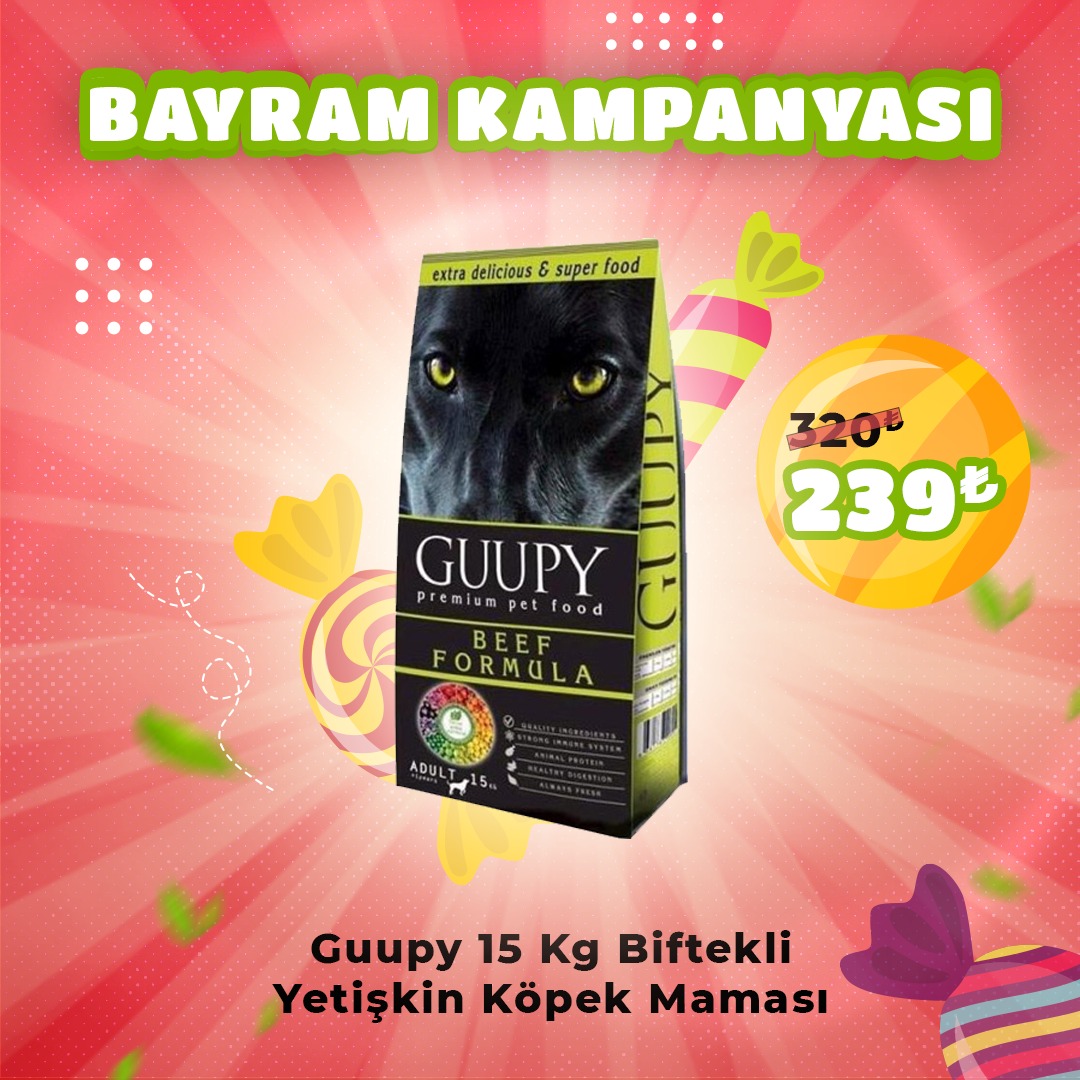 Guupy 15 Kg Biftekli Yetişkin Köpek Maması