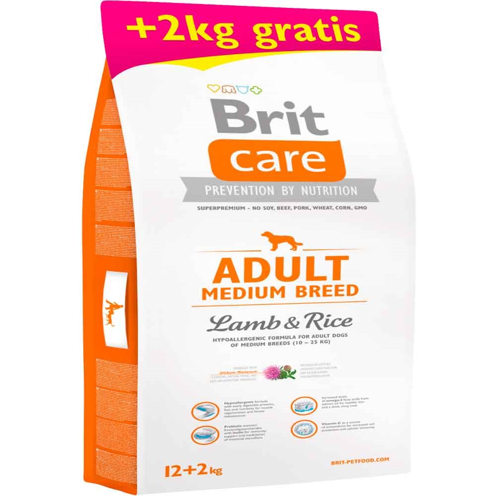 Brit Care Hypo-Allergenic Kuzulu ve Pirinçli Orta Irk Yetişkin Köpek Maması 12kg + 2kg HEDİYE!