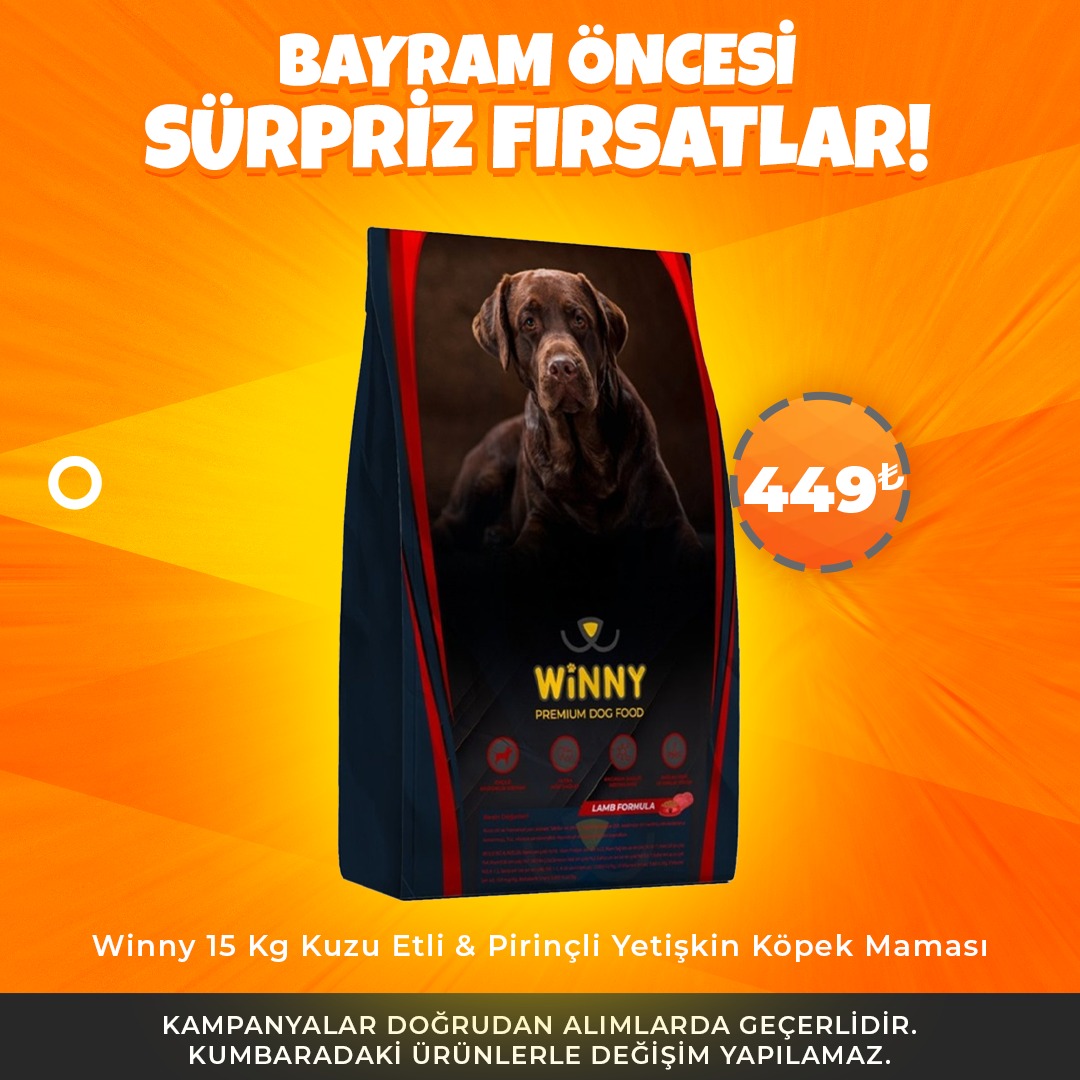 Winny 15 Kg Kuzu Etli ve Pirinçli Yetişkin Köpek Maması