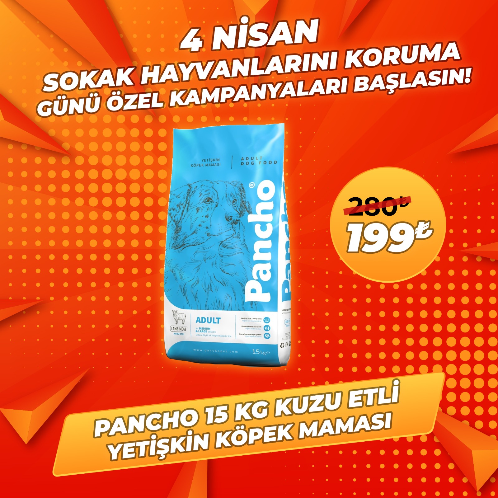 Pancho Kuzu Etli Yetişkin Köpek Maması 15 kg