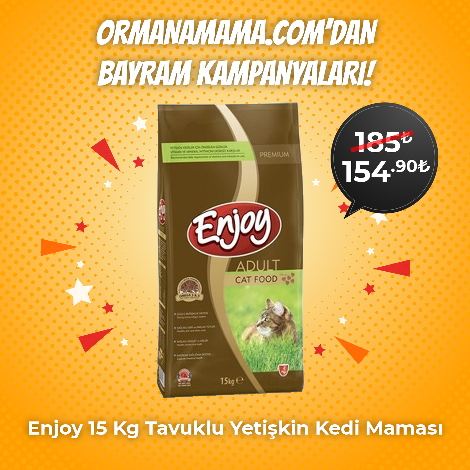 Enjoy 15 Kg Tavuklu Yetişkin Kedi Maması