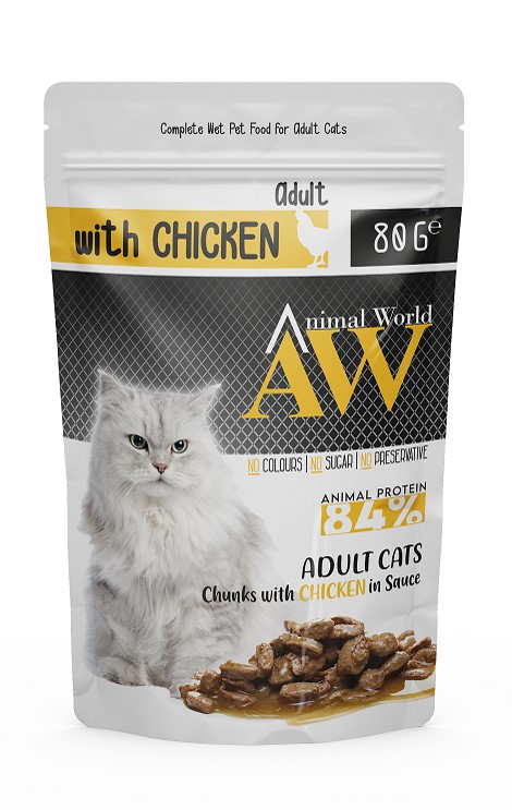 Animal World Yetişkin Kedi Pouch Mama Çeşitleri 80 Gr X 24 Adet