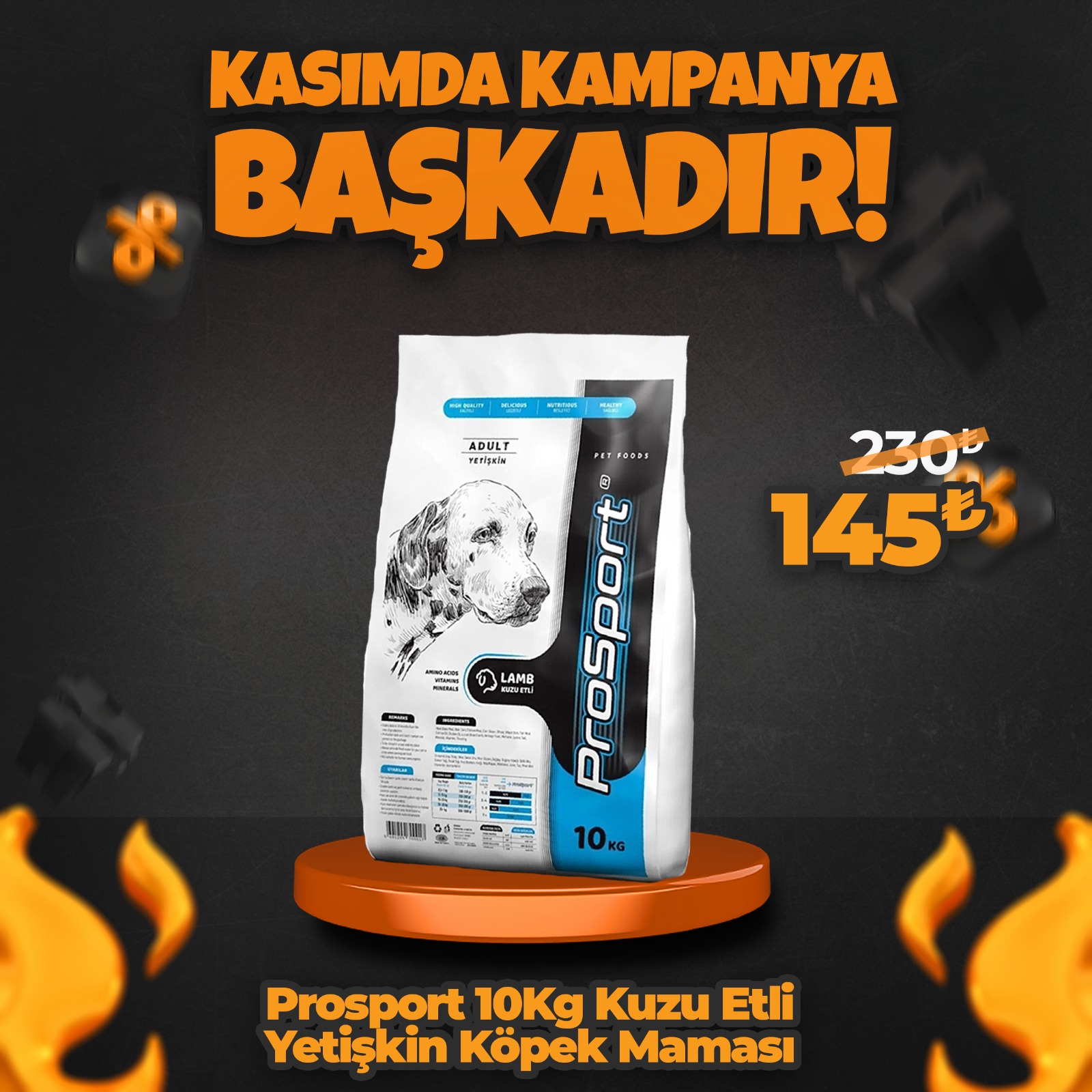 ProSport Kuzu Etli Yetişkin Köpek Maması 10 KG