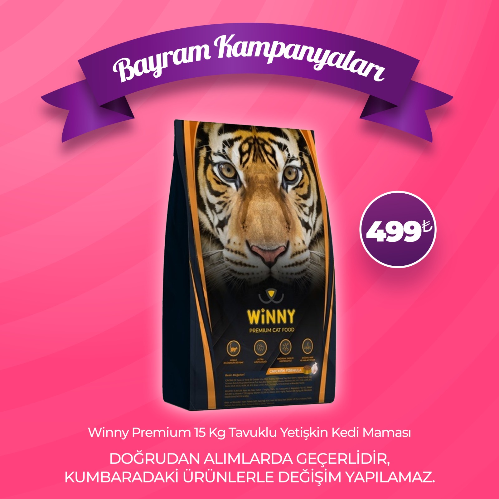 Winny Premium 15 Kg Tavuklu Yetişkin Kedi Maması