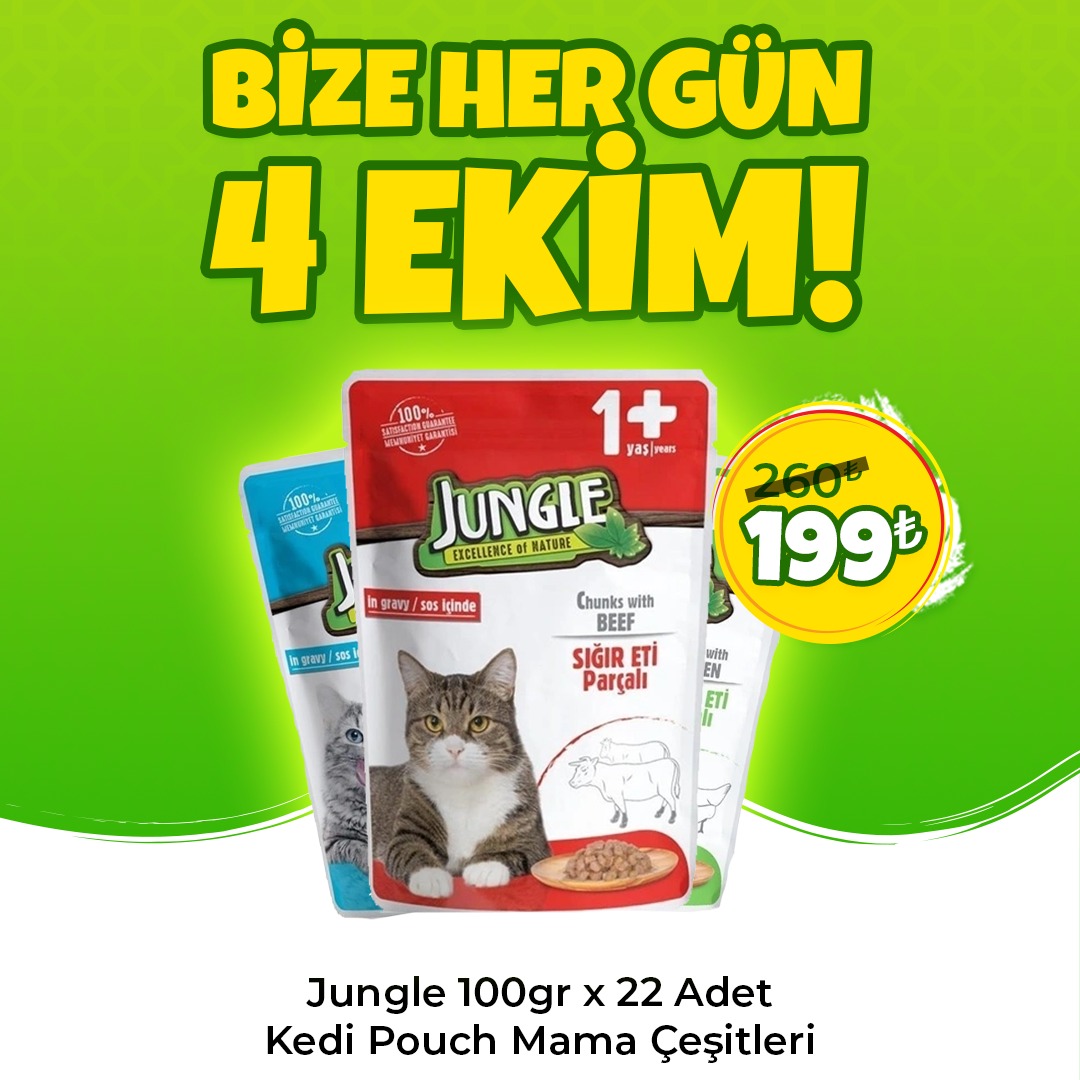 Jungle 100gr x 22 Adet Kedi Pouch Mama Çeşitleri