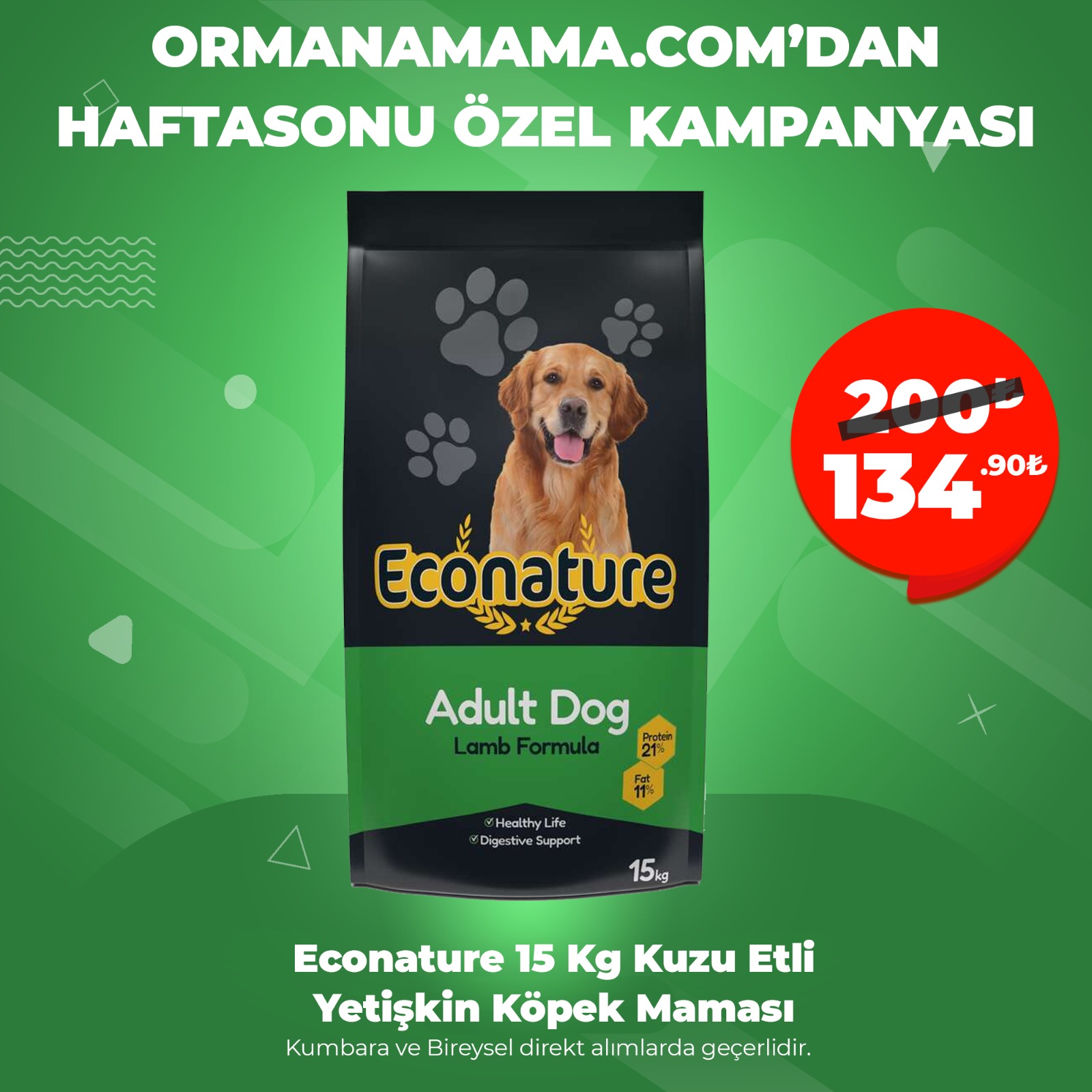 Econature Kuzu Etli 15 Kg Yetişkin Köpek Maması