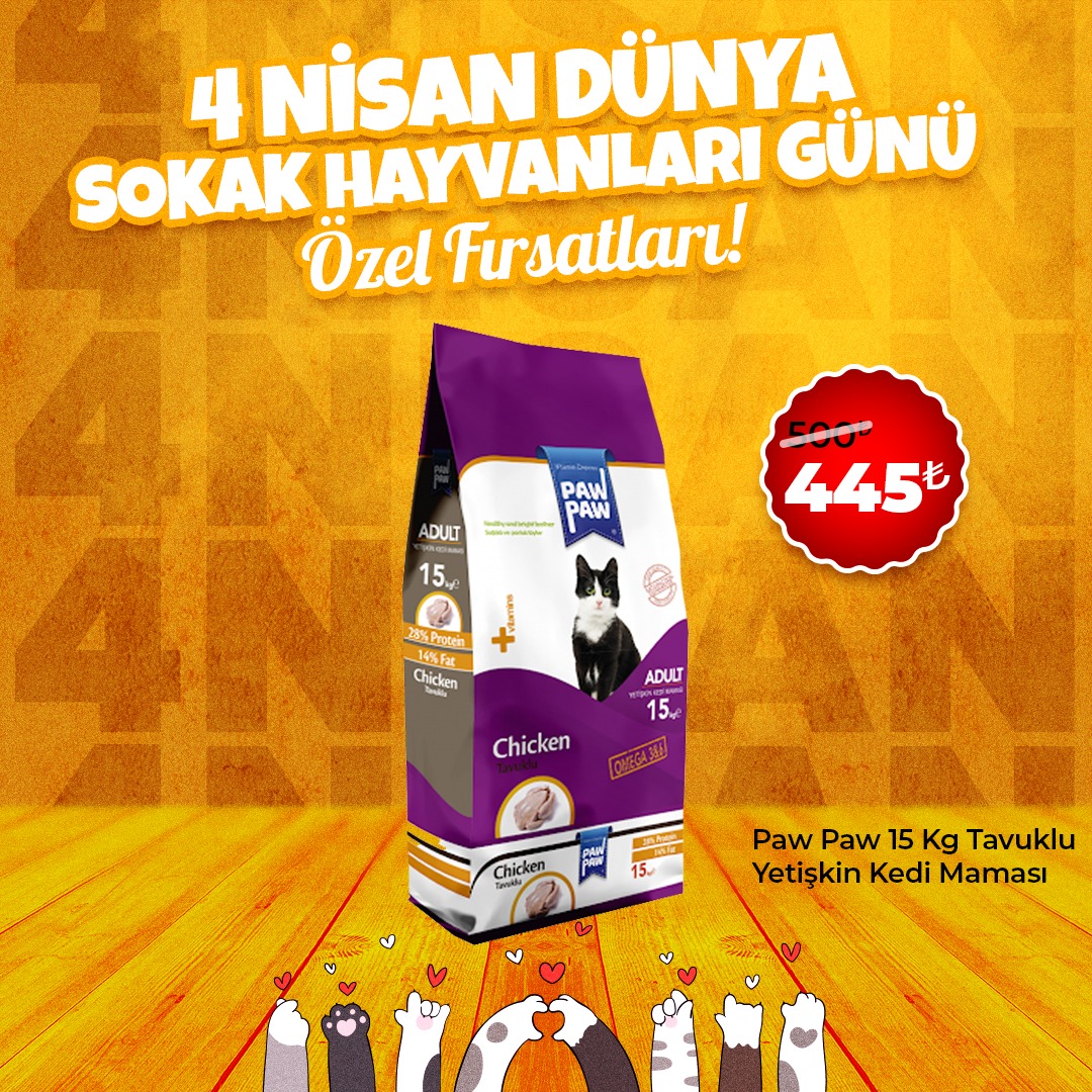 Paw Paw Tavuklu Yetişkin Kedi Maması 15 Kg