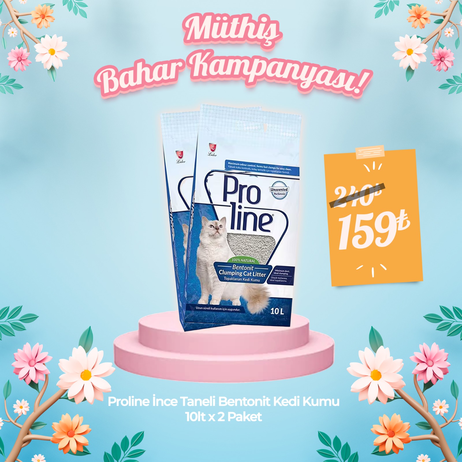 Proline Topaklanan Kedi Kumu 20 Lt