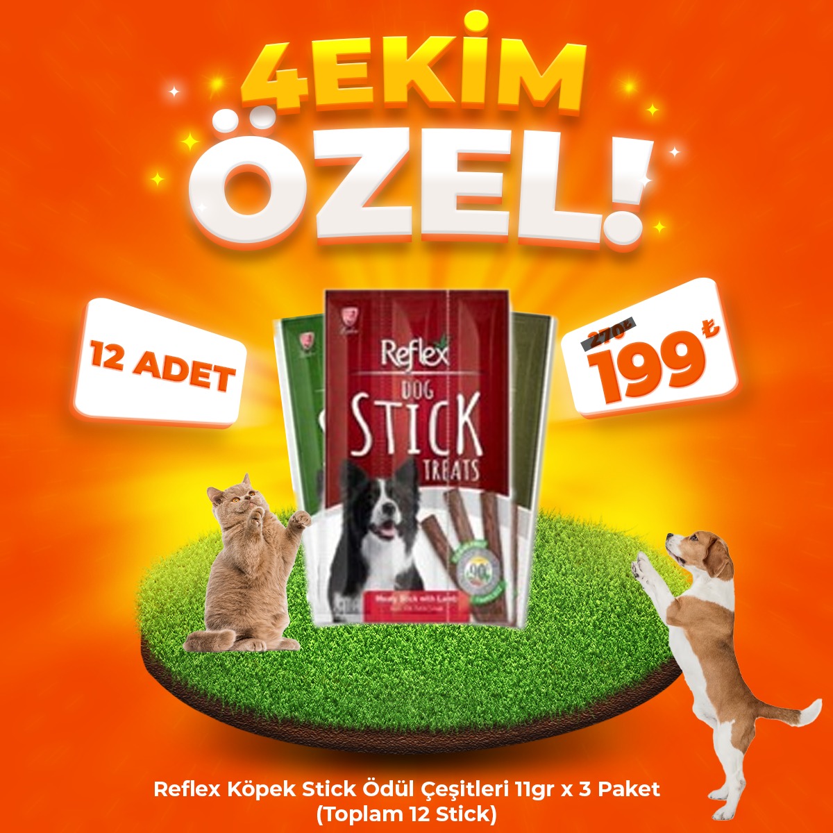 Reflex Köpek Stick Ödül Çeşitleri 3x11gr (12'li Avantaj Paketi)