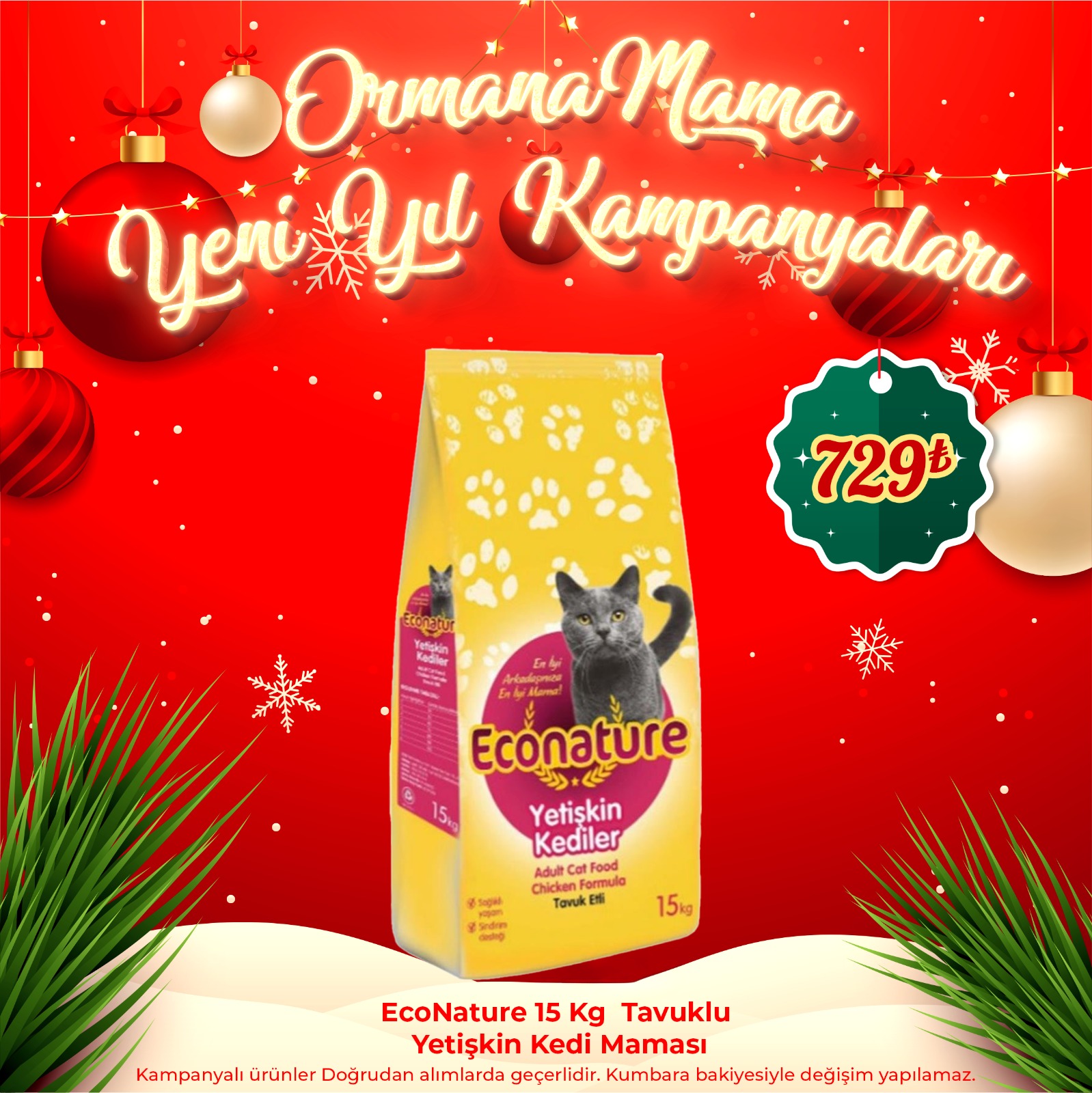 Econature Tavuklu Yetişkin Kedi Maması 15 Kg