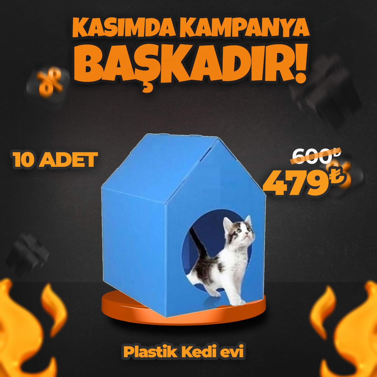 Plastik Kedi Evi 10 Adet