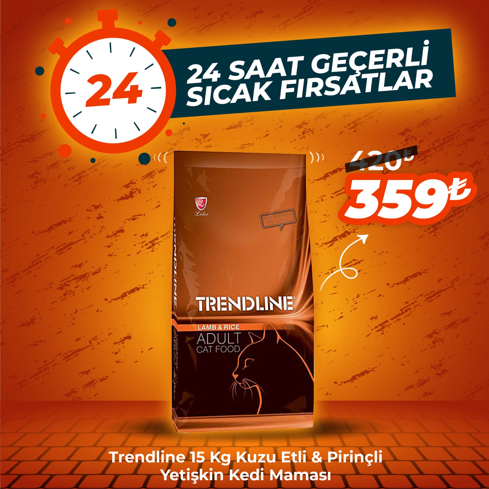 Trendline 15 Kg Kuzu Etli Yetişkin Kedi Maması