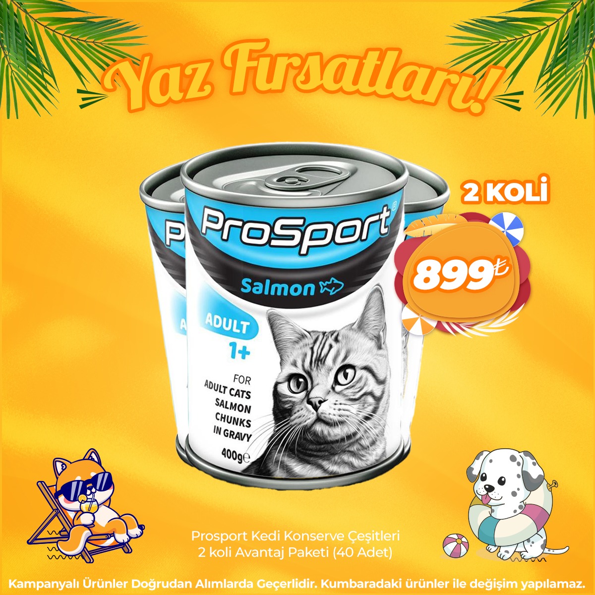 Prosport Kedi Konserve çeşitleri 2 koli Avantaj Paketi (40 Adet)